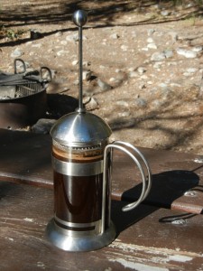 morning coffee brewing in French press