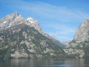 looking up Cascade Canyon from across Jenny Lake