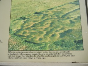 earthlodge depressions of former Hidatsa village seen from the air