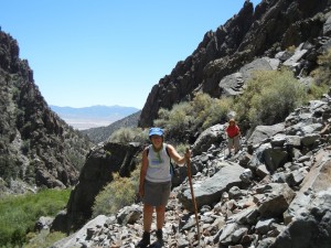 Amy & Barb hiking up Broad Canyon