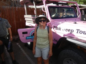 a new hat for the occasion of a Pink Jeep tour