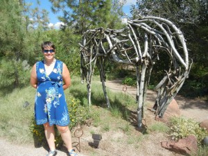 Lowry at the horse sculpture exhibit at the Denver Botanical Garden