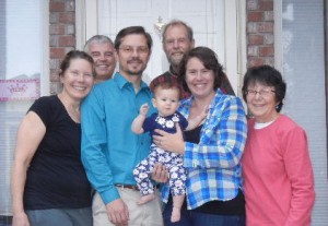 Corwyn with her parents and both sets of grandparents