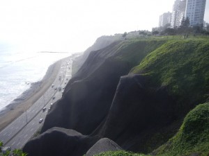 view of Lima coast from our cafe