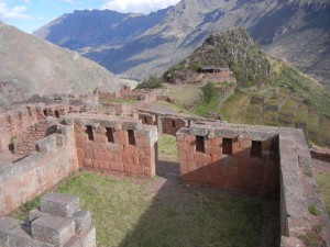 Intihuatana sector of the Pisac archaeological  park on a ridge high above the Sacred Valley