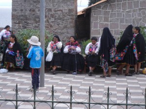 at the main square on the community we visited on Amantini Island