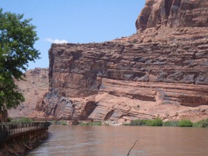 bike trail along the Colorado River & bike bridge over the river