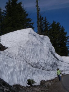 high snowbanks along Rim Drive