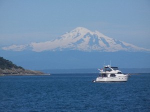 Mt Baker from our anchorage at Sucia Island