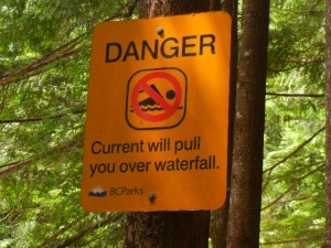 sign at Lower Falls, Golden Ears Provincial Park