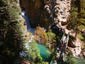 veiwpoint for one of the waterfalls in Johnston Canyon