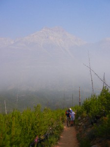 mountain view obscured by wildfire smoke