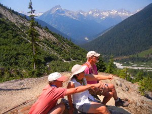 admiring the alpine scenery