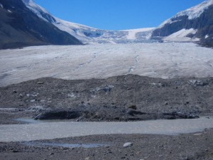 the toe of Athabasca Glacier