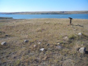 circle of stones left at a teepee site near Saskatchewan Landing